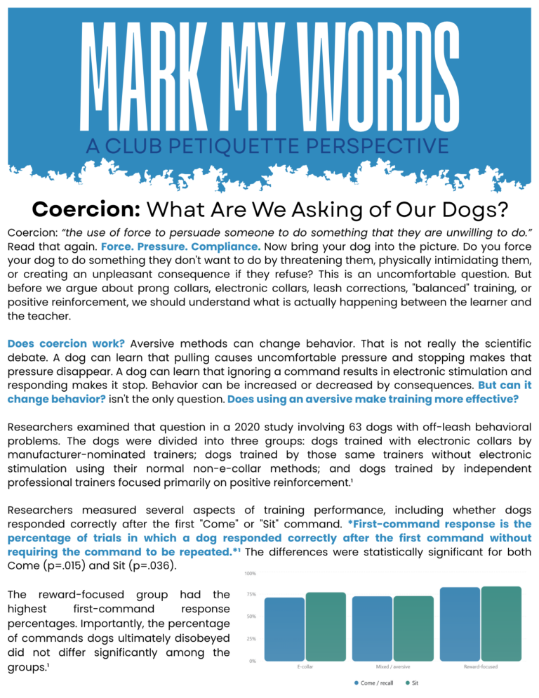 Dog Training Using Coercion Like Shock and Prong Collars